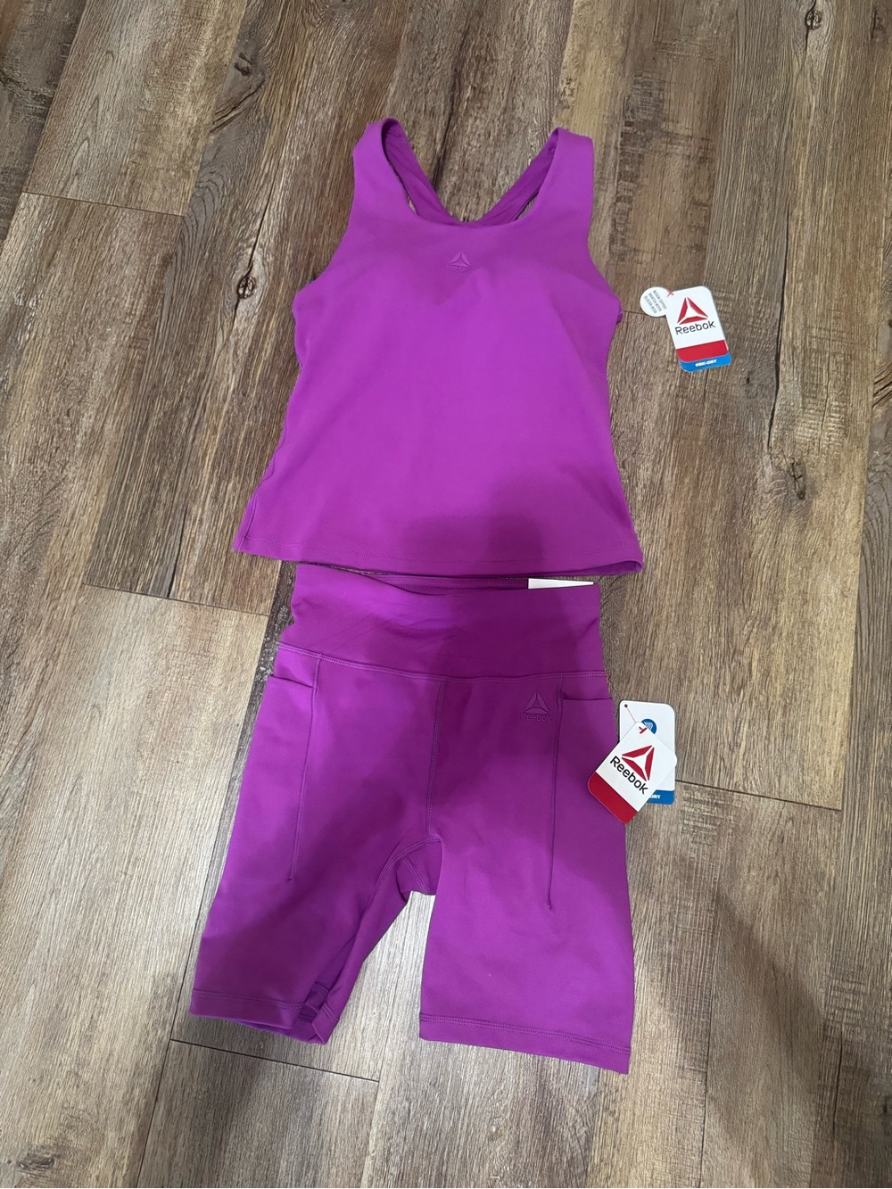 Reebok Women's Purple Athletic Tank Top and Bike Shorts Set